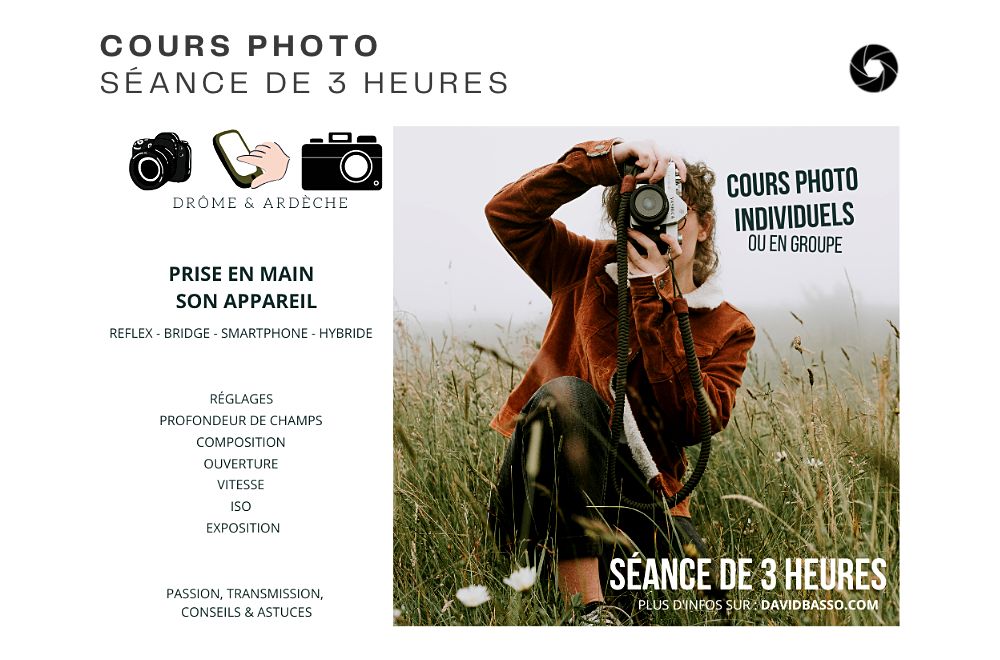 cours photo, collectif ou individuels Drôme Ardèche reflex, smartphone